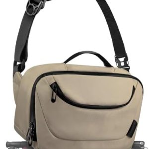 TAAOKA Sac à bandoulière étanche avec support pour trépied, sac léger pour appareil photo DSLR/SLR/sans miroir, pour photographes - Café