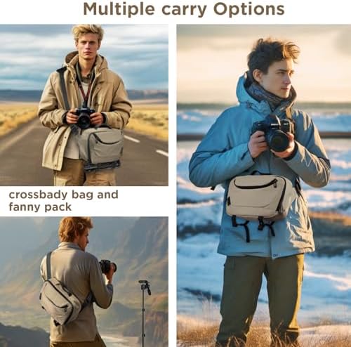 TAAOKA Sac à bandoulière étanche avec support pour trépied, sac léger pour appareil photo DSLR/SLR/sans miroir, pour photographes - Café – Image 6