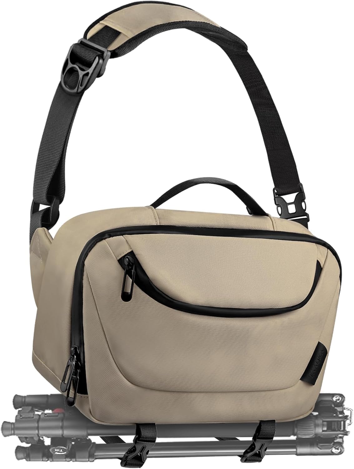 TAAOKA Sac à bandoulière étanche avec support pour trépied, sac léger pour appareil photo DSLR/SLR/sans miroir, pour photographes - Café – Image 8